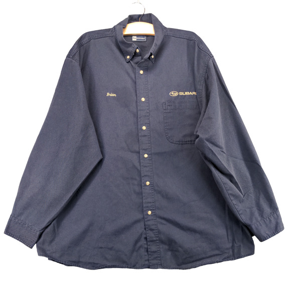 Subaru Men's Employee Uniform Long Sleeve Workwear Shirt Blue 2XL Logo - Picture 1 of 16